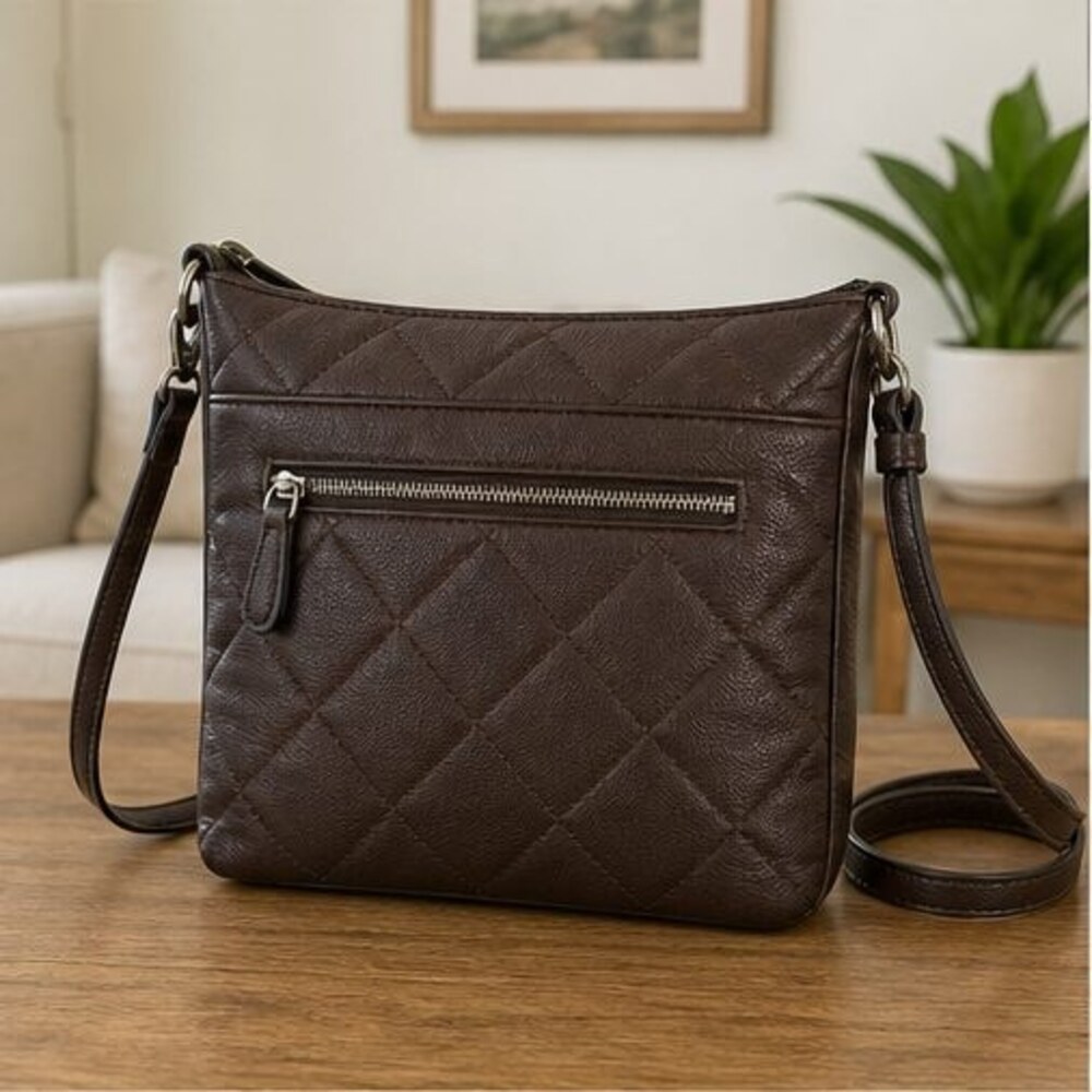 Espresso Quilted Crossbody Bag